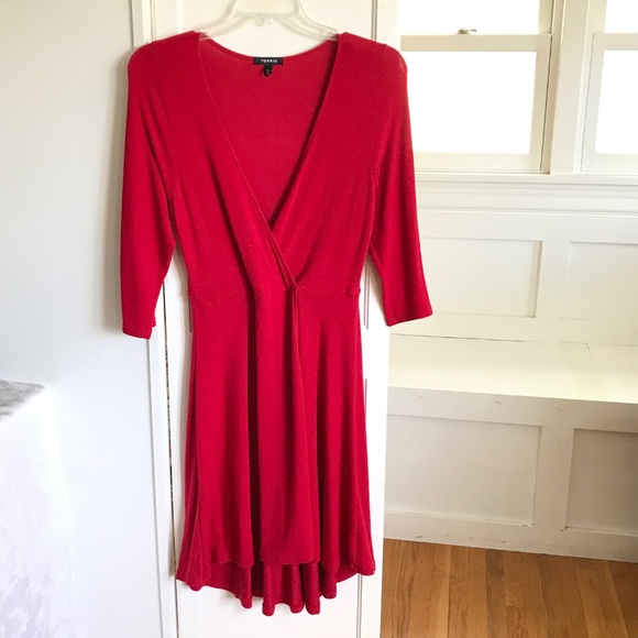 TORRID Red Dress Surplice Neck Faux Wrap Knit Midi Women’s Size Large - 12 - Picture 16 of 16